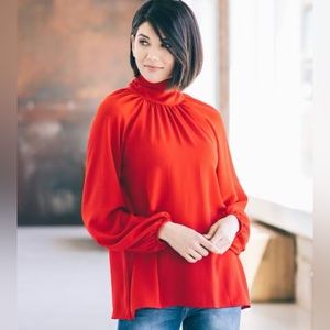 NWOT! Mock Neck Tied Back Blouse (Small)